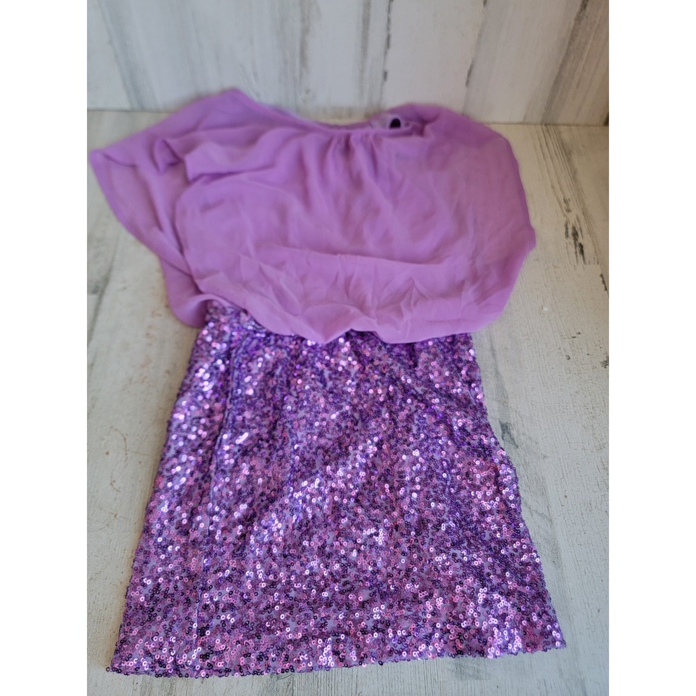 Kid pik small 7/8 purple sequin youth dress girls glittery cute formal flow